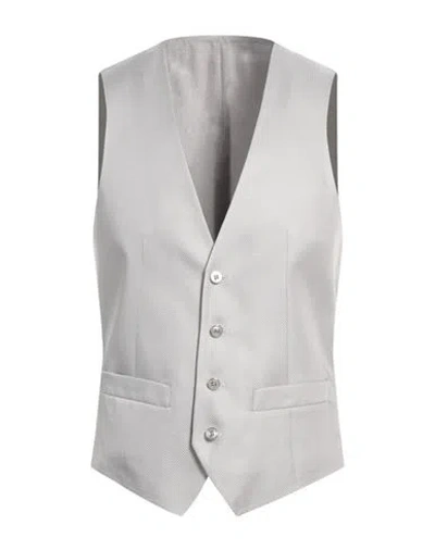 Cc Collection Corneliani Man Tailored Vest Light Grey Size 34 Polyester, Viscose, Silk In Gray