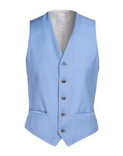 Cc Collection Corneliani Man Tailored Vest Sky Blue Size 38 Virgin Wool, Cupro