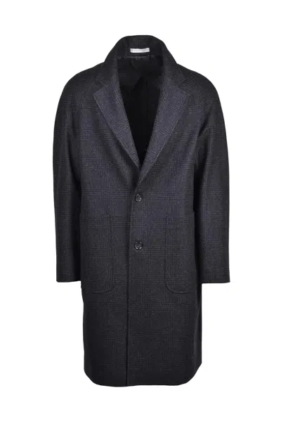 Cc Collection Corneliani Tailored Grey Virgin Wool Coat In Black