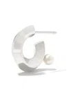 Cc-steding Sterling Silver Floating Pearl Hoop Earring In Silver