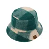 Cc Women's Checkered Pattern Fleece Bucket Hat In Hunter Green In Green