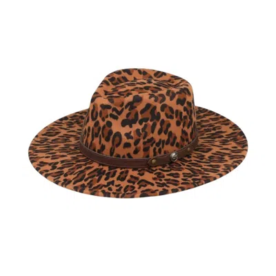 Cc Women's Panama Vegan Felt Hat With Leather Belt In Leopard In Brown