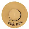 Cc Women's Paper Weaved Crushable Beach Embroidered Quote Floppy Brim Sun Hat In Bride Tribe In Brown