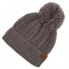 Cc Women's Twisted Mock Cable Knit Pom Beanie In Gray In Gray
