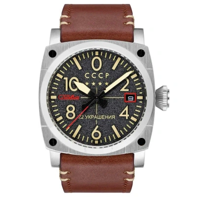 Cccp Aviation Gurevich Automatic Black Dial Men's Watch Cp-7071-02 In Brown
