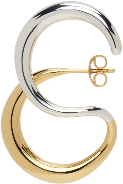 C.chesnais Gold & Silver Curl Earrings In Multi