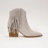 Ccocci Dixie Fringe Booties In Grey In Grey
