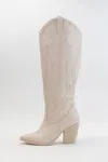 Ccocci Embroidered Western Boots In Bone