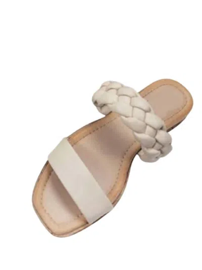 Ccocci Harper Braided Flat Sandal In Nude In White