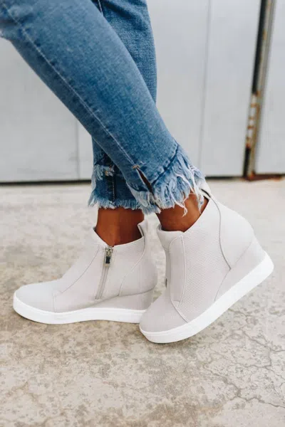 Ccocci Hole In One Suede High Tops Wedge Sneaker In Light Gray In Multi