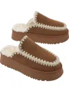 Ccocci Women's Amber Fur Line Crochet Slipper Shoe In Tan In Multi