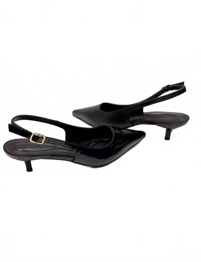 Ccocci Women's Bell Pointed Toe Kitten Heel Pumps In Black Pu