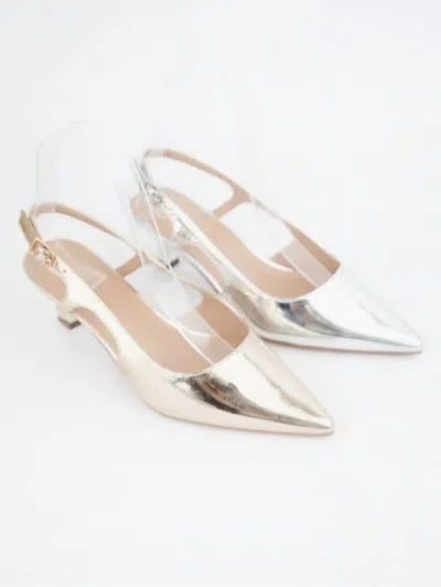 Ccocci Women's Bell Pointed Toe Kitten Heel Pumps In Silver In White
