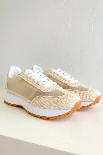 Ccocci Women's Birdy Mesh Panel Sneakers In Raffia Beige In Nude