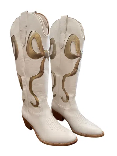 Ccocci Women's Boots And Bows Cowboy Boot In White In Multi