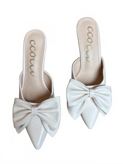 Ccocci Women's Carol Big Bow Kitten Heel In Off White