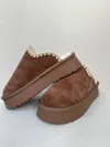 Ccocci Women's Crochet Edge Sherpa Platform Slippers In Mocha In Brown