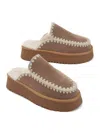 CCOCCI WOMEN'S CROCHET EDGE SLIPPERS IN CAMEL