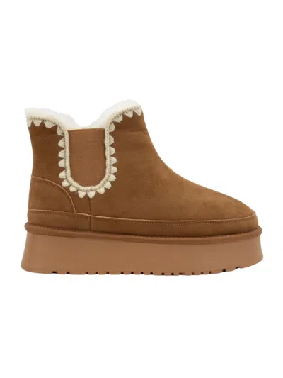 Ccocci Women's Crochet Platform Boot In Camel In Brown