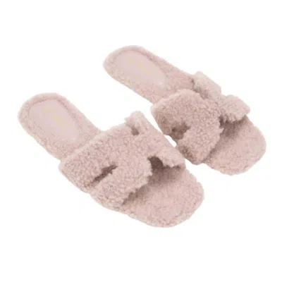 Ccocci Women's Fur H-shaped Slide In Mauve In Multi