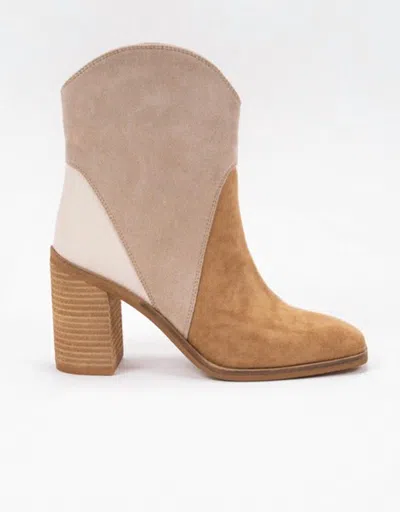 Ccocci Women's Kendall Tri-tone Heeled Bootie In Camel/taupe/beige Croc In Brown