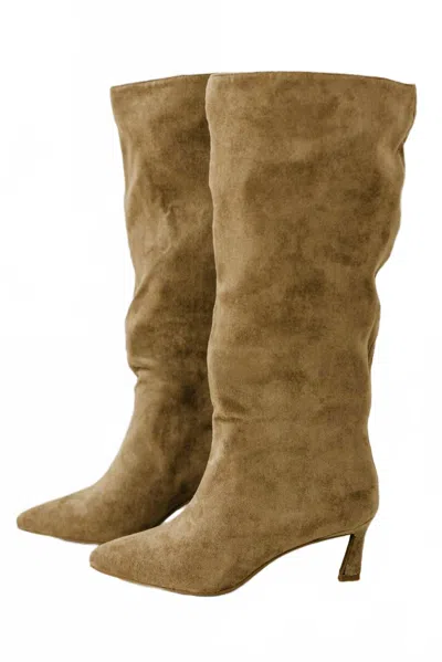 Ccocci Women's Pisa Pointed Toe Kitten Heel Boot In Beige In Brown