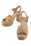 Ccocci Women's Raffia Platform Sandal In Grey