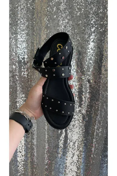 Ccocci Women Round Studded Summer Sandals In Black