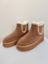 Ccocci Women's Crochet Platform Boot In Camel In Brown