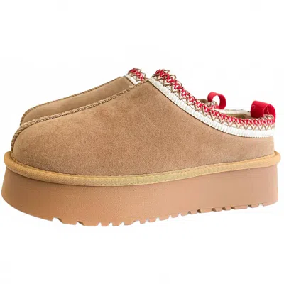 Ccocci Women's Tessa Sherpa Lined Platform Slipper In Beige In Brown