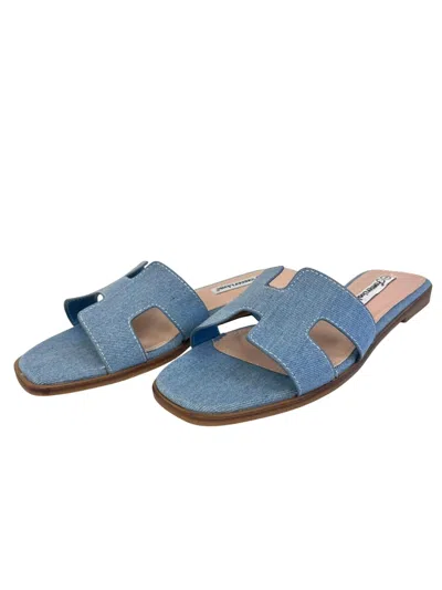 Ccocci Women's Woven H-shape Sandal In Blue Denim