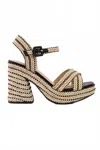 Ccocci Women's Yara Strap Chunky Heel Sandal In Black In Animal Print
