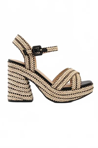 Ccocci Women's Yara Strap Chunky Heel Sandal In Black In Animal Print
