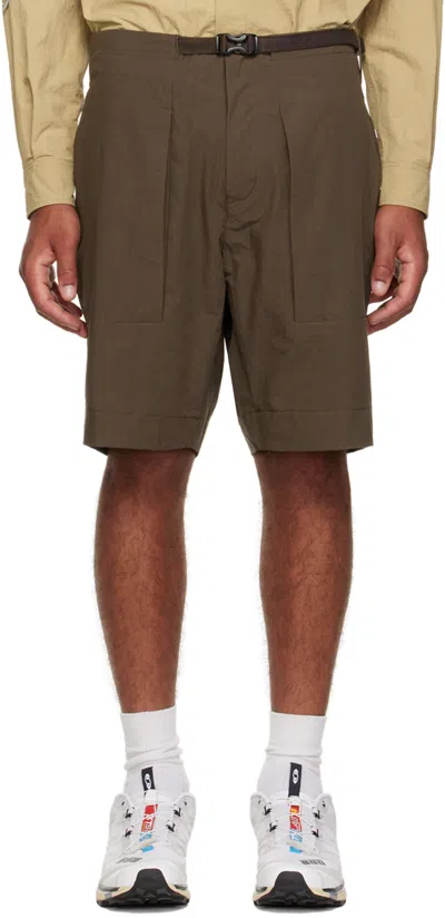 Ccp Brown Pleated Pocket Shorts In Charcoal