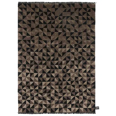 Pre-owned Cc-tapis Black & Bronze Wool + Silk Mid Mod Geometric Rug