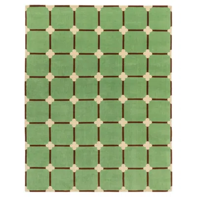 Pre-owned Cc-tapis Chateau Flower Grid Big Rug By Luke Edward Hall In Green