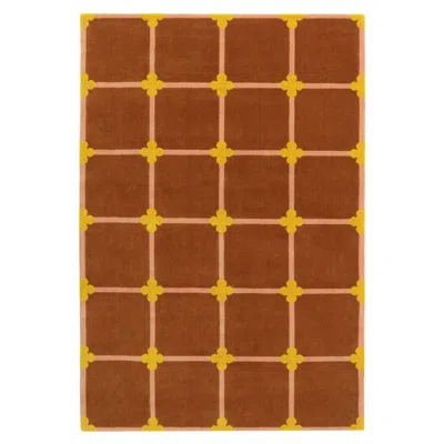 Pre-owned Cc-tapis Chateau Orlando Collection Flower Grid Rug By Luke Edward Hall In Brown