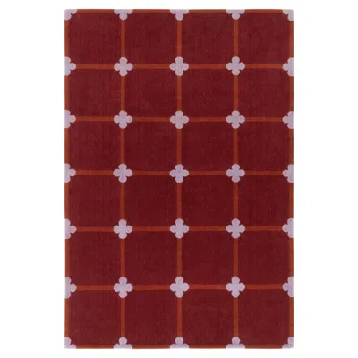 Pre-owned Cc-tapis Chateau Orlando Collection Flower Grid Rug By Luke Edward Hall In Red