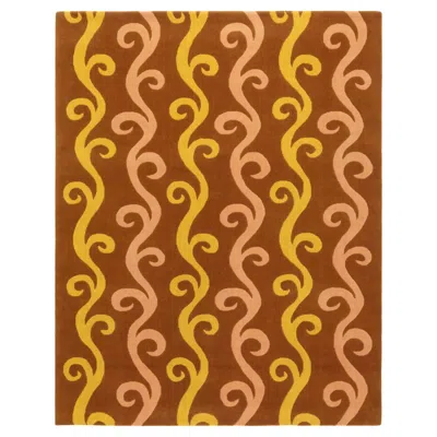 Pre-owned Cc-tapis Chateau Wiggle Stripe Rug By Luke Edward Hall In Brown