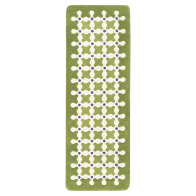Pre-owned Cc-tapis Criss Cross Runner Handmade Rug In Green By India Mahdavi
