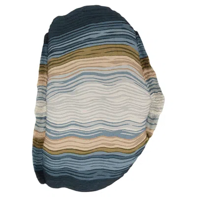 Pre-owned Cc-tapis Folds Small Handmade Rug In Blue Green By Cristián Mohaded