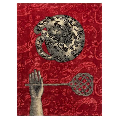 Pre-owned Cc-tapis - Fornasetti Collection - Il Gattipanni Limited Edition Handmade Rug In Red