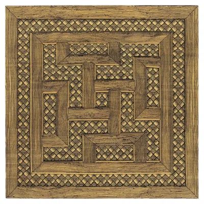 Pre-owned Cc-tapis -fornasetti Collection- Musciarabia Square Handmade Rug In Gold Finish In Brown