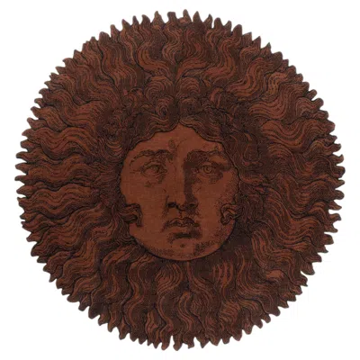 Pre-owned Cc-tapis -fornasetti Collection- Re Sole Handmade Rug In Burnt Umber Finish In Brown