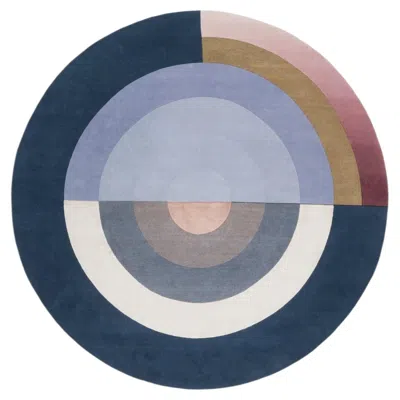 Pre-owned Cc-tapis Handmade Rug Bliss Round Blue By Mae Engelgeer