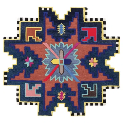 Pre-owned Cc-tapis Invader Rug Kazak Space Shifter In Black