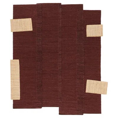 Pre-owned Cc-tapis Monograph Medium Handmade Rug In Burgundy By Destroyers Builders In Red