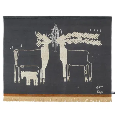 Pre-owned Cc-tapis Night Of A Hunter Two Deers Handmade Rug By Rooms Studio In Black
