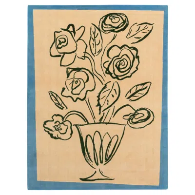 Pre-owned Cc-tapis Orlando Collection Summer Roses Big Rug By Luke Edward Hall In Sand