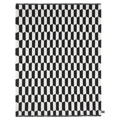 Pre-owned Cc-tapis P.a.n.e Black And White Pattern Handmade Rug In Wool And Silk